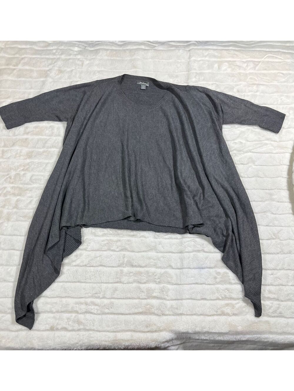 Neiman Marcus M Grey Knitted Asymmetrical Office Work Preppy Fall Oversized Top